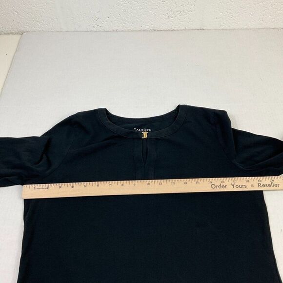 Talbots T-Shirt FADED Black Stretch Tee 3/4 Sleeve Cotton Blend Top M Medium - Picture 7 of 10
